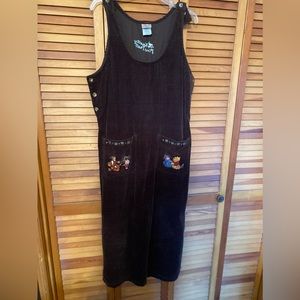 Disney tigger Pooh brown corduroy jumper dress medium
